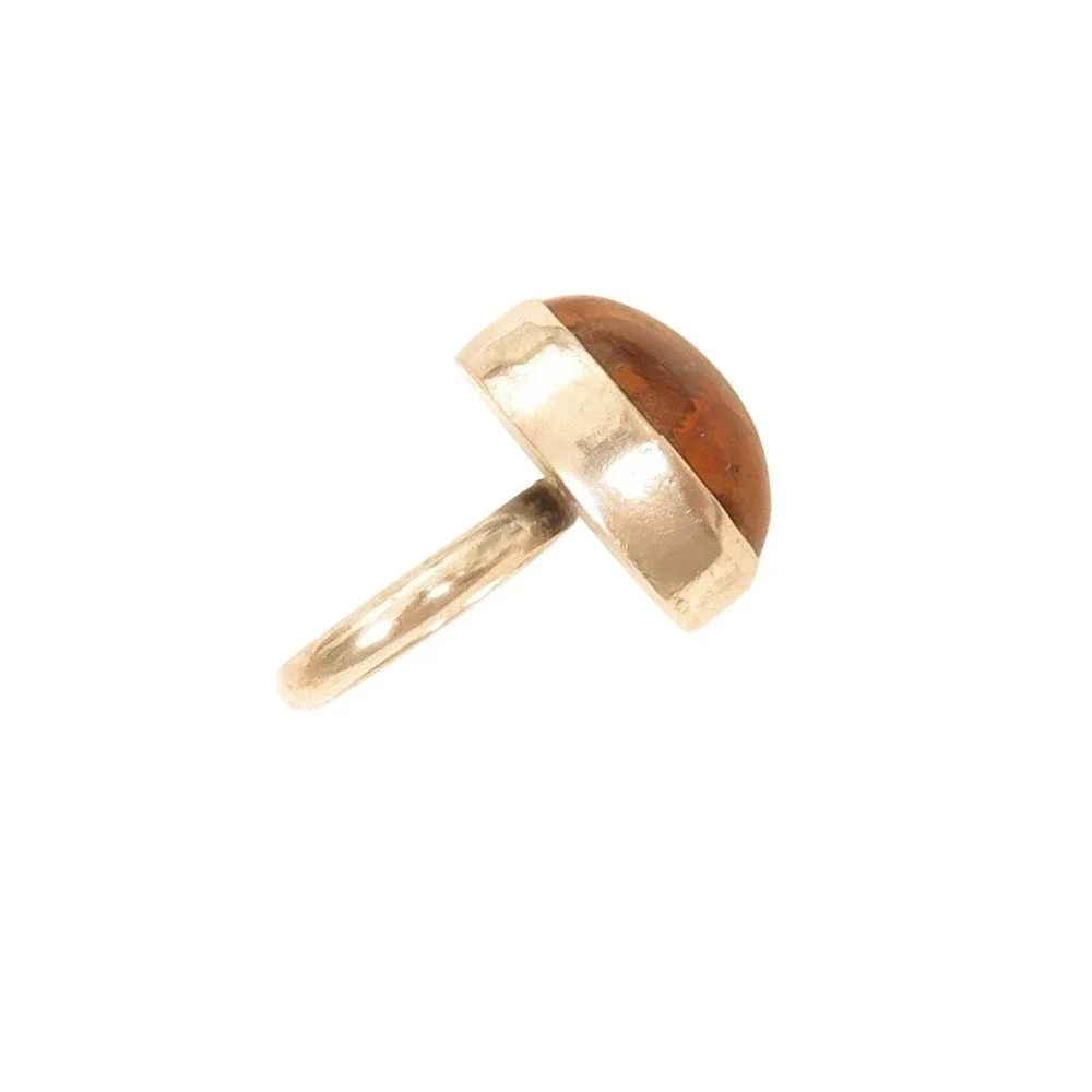 Vintage Orange Brown Jasper Modernist Oval Gemstone Sterling‎ Silver Ring*Sz 6.5